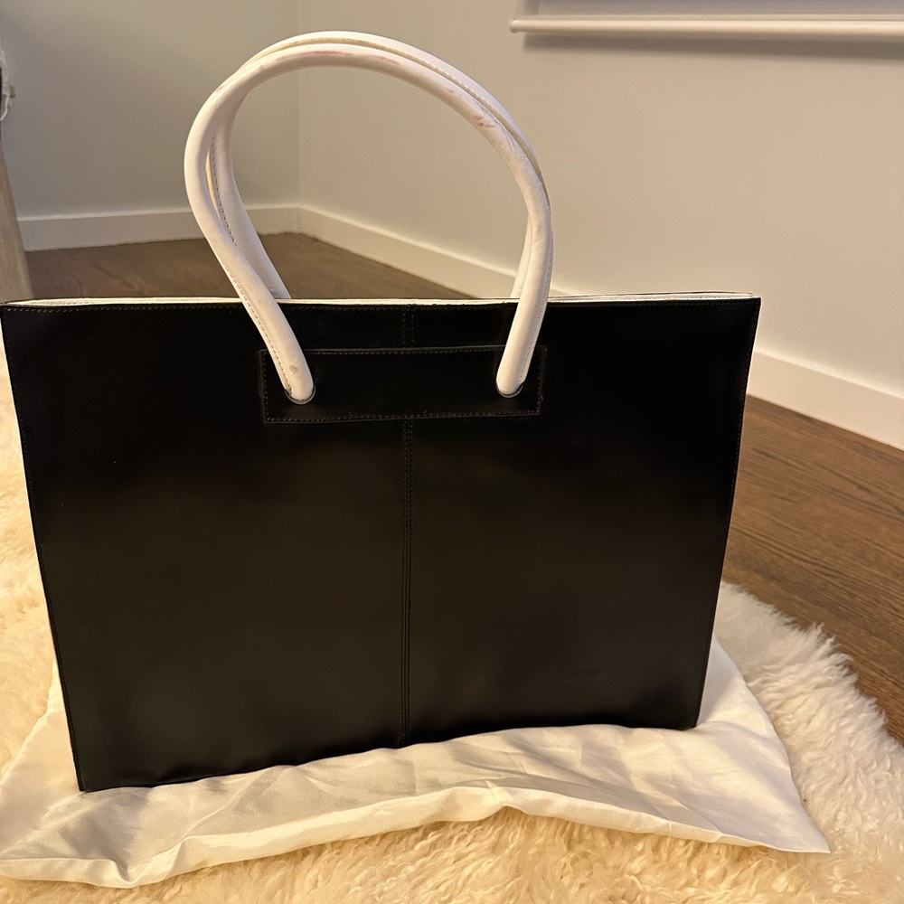 Elegant Black Leather Tote Bag